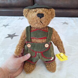 Made In Germany SunKid Bavarian Stuffed Bear With Lederhosen Collectible